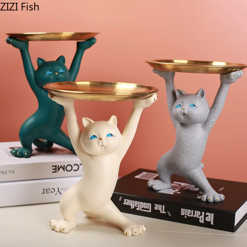 

European Resin Cute Animal Storage Tray Lucky Cat Candy Jewelry Storage Tray Dressing Table Desktop Ornaments Crafts Home Decor