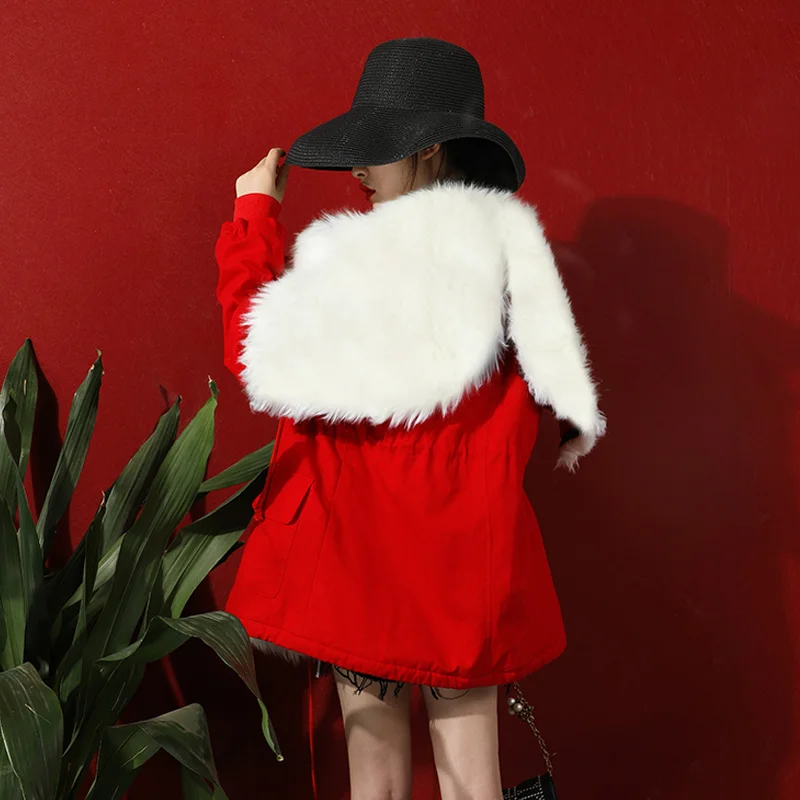 Women Big Faux fur Parkas Winter 2019 Fashion Loose Warm Female Outwear Long sleeve Elegant Coat Jacket Casual INKEO 9O014 | Женская