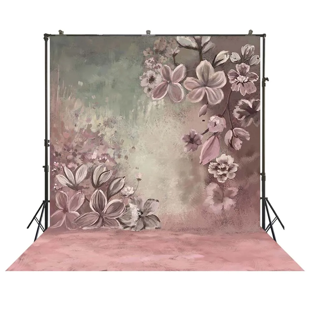 Фотофон картина маслом розовые цветы Новорожденный ребенок Портрет фон