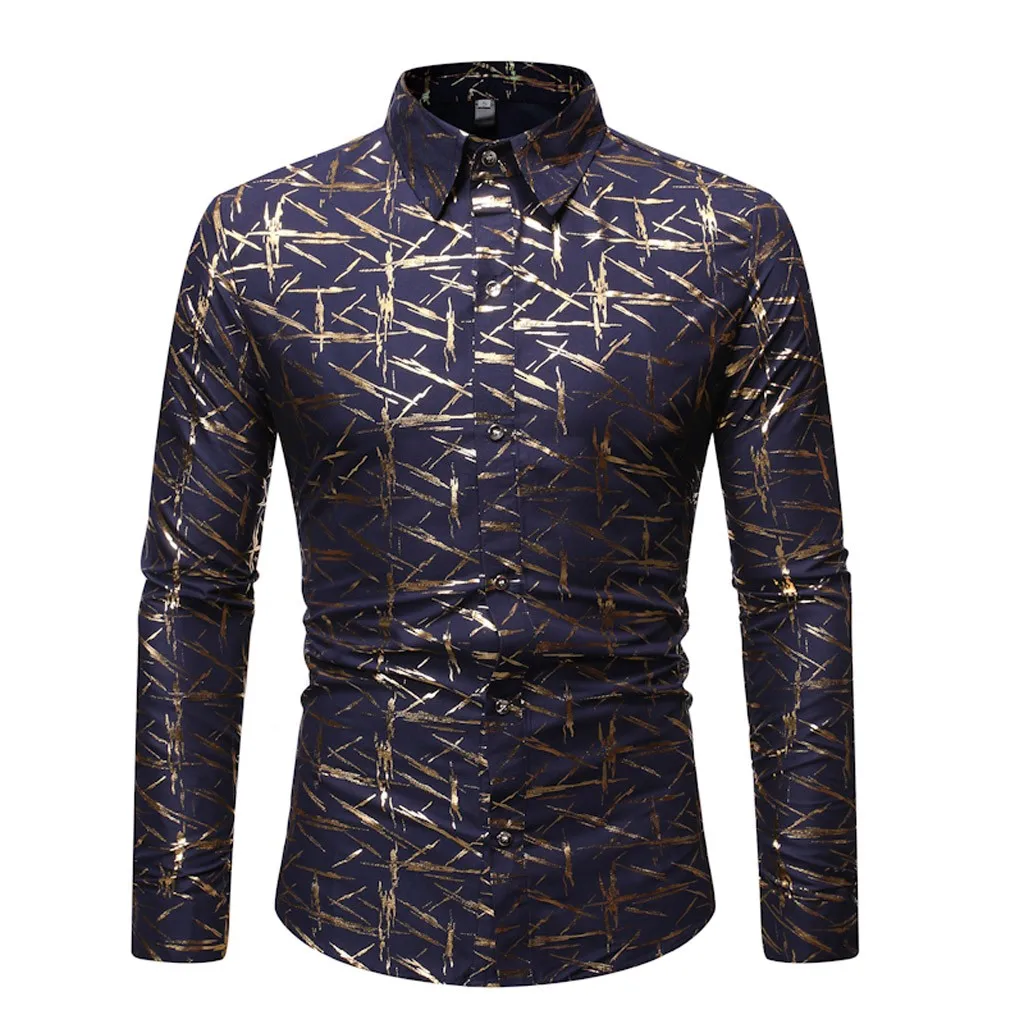 SAGACE роскошная высококачественная мужская позолоченная рубашка на пуговицах с