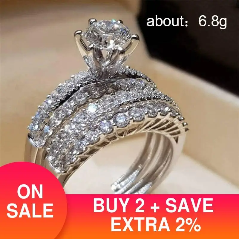 2022 Роскошный Круглый Свадебный комплект колец для невесты Подарок на годовщину