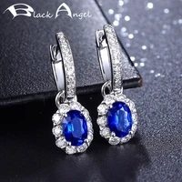 black angel 925 silver lab created sapphire ruby tourmaline gemstone removable clip earrings for women jewelry wedding gift