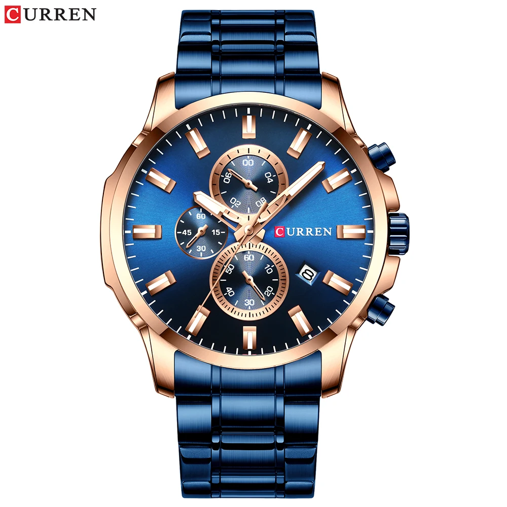 CURREN новые часы мужские модные спортивные часы из нержавеющей стали Кварцевые наручные часы Военные хронограф мужские водонепроницаемые 8348