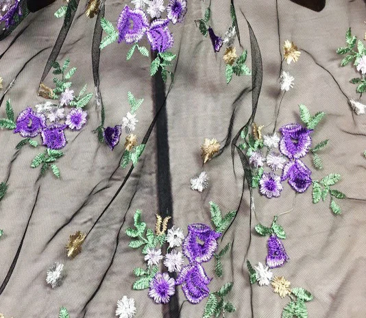 

1yard 130cm High Quality French Lace Fabric African Tulle Embroidered flower transparent net Lace Fabric For Wedding dress