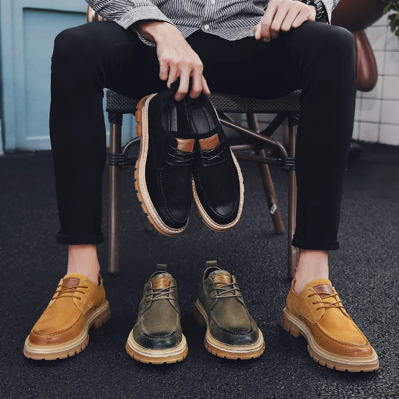 KATESEN/Новинка года; Осенняя мужская обувь; Мужская обувь Martens; повседневная обувь с перфорацией типа «броги»; Мужская обувь из натуральной кожи; повседневная обувь в деловом стиле
