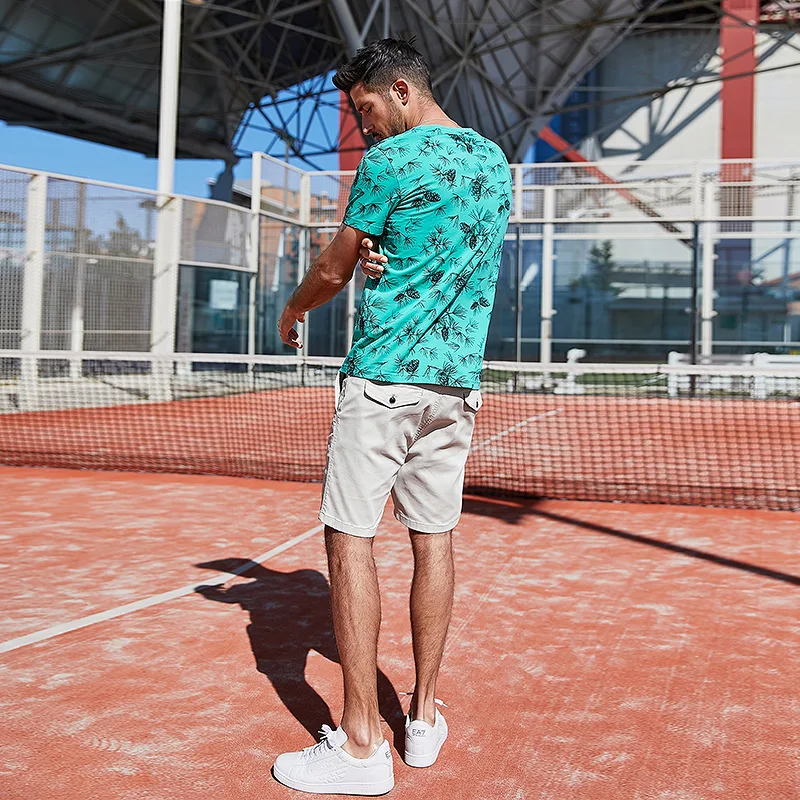 KUEGOU Cotton Men's shorts fashion pure color Micro elastic Straight type men Off white Pants summer size KK-3007 | Мужская одежда