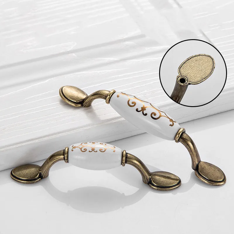 Старые ручки для шкафа античные бронзовые керамические винтажная ручка ящика и