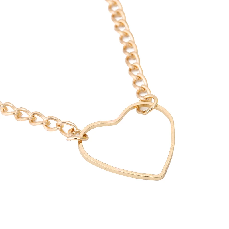 Простое Ювелирное Украшение золотого цвета ожерелье чокер с полым сердцем для