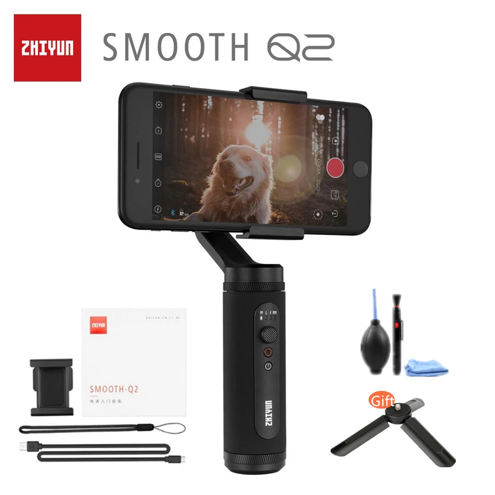 Zhiyun Smooth Q2 3 осевой ручной шарнирный стабилизатор для камеры GoPro смартфонов экшн
