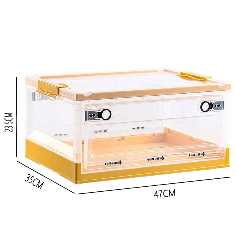 

Plastic Folding Storage Container Stack Foldable Organizer Box Container Sundries Storage Box of Side Door Opening