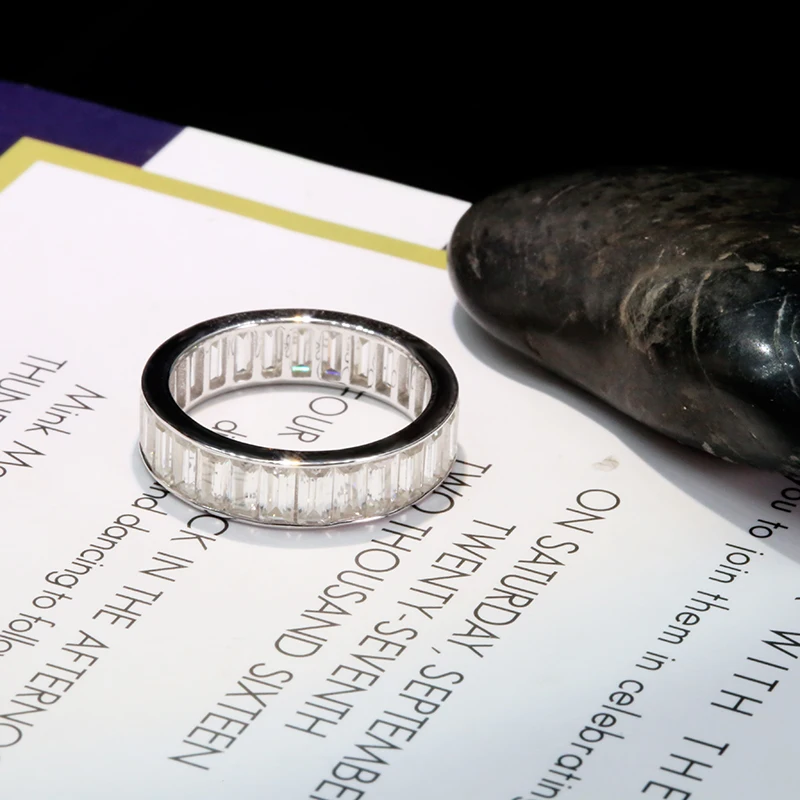 AEAW одноцветное белое золото 18 К Изумрудный багет 2*4 мм широкое Помолвочное кольцо