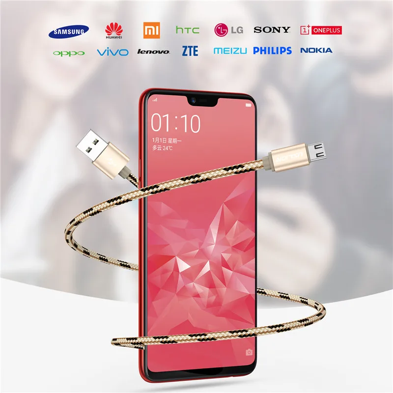 Кабель Micro USB USLION для xiaomi redmi note 5 pro 4x кабель быстрой зарядки и передачи данных