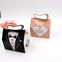100pcs paper candy box bride groom dresses packing sweet bag wedding favors gift boxes for guest party decoration