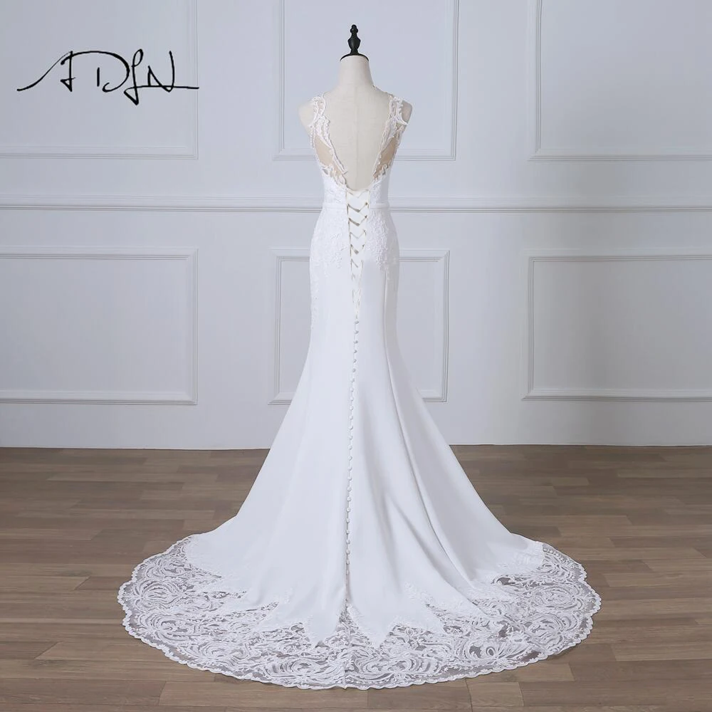 ADLN Романтические Свадебные платья Русалка Robe de Mariage белые/цвета слоновой кости со шлейфом сексуальные иллюзионные Свадебные платья под заказ