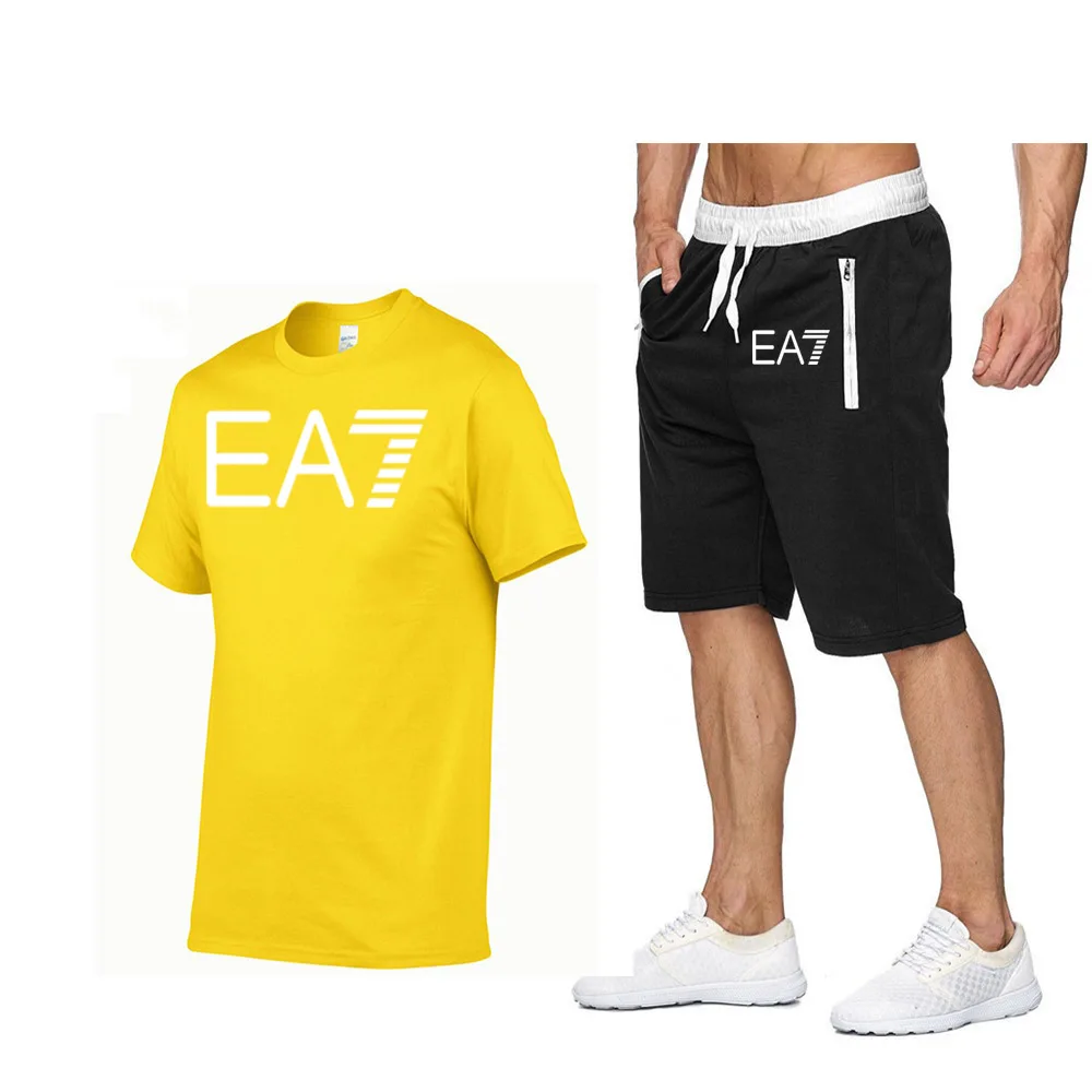

New Fashion Men's T-Shirt Shorts Summer Short-Sleeved Suit Sportswear Men's Running Sweatshirt Cotton Sportswear Basketball