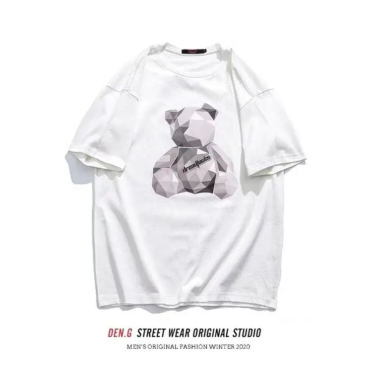 

3D Bear Print T-shirt Summer Loose Korean Short Sleeve Top for Women Fashion Graphic Tee Harajuku Casual Shirt Kawaii Clothes