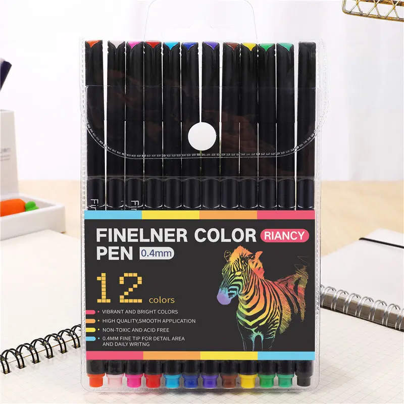 

12pcs/Set Fineline Color Gel Pen 0.4mm Fine Tip Art Supplies Gift Stationery School Office Supplies By Kevin&sasa Crafts