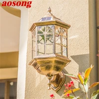 aosong outdoor solar retro wall light led waterproof classical sconces lamp for home porch decoration