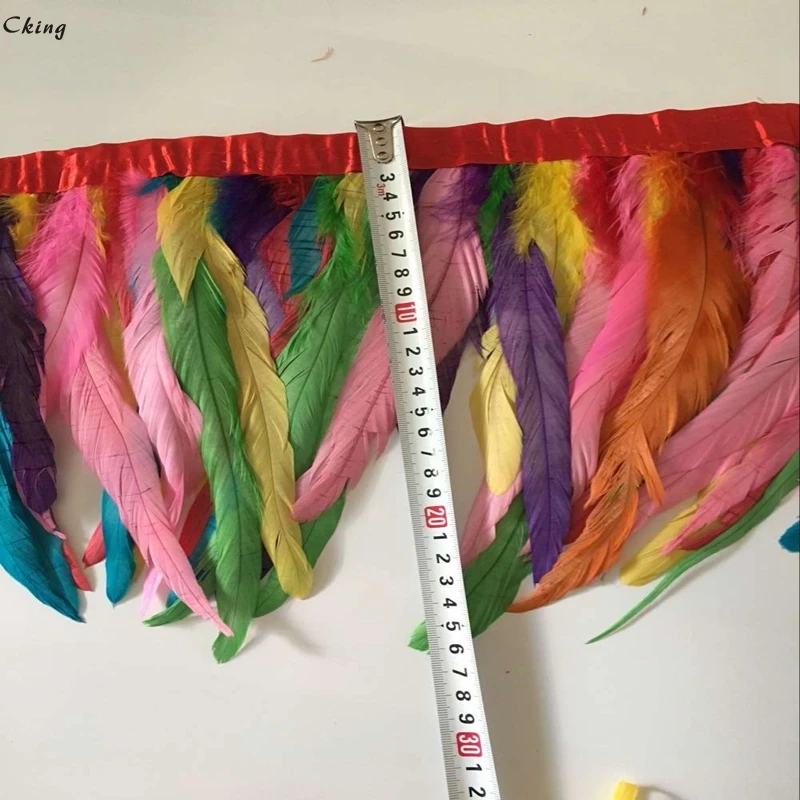 Красивый 1 метр яркий натуральный куриный петух хвост перья планки полоски для