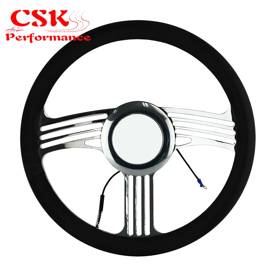 9 лунок 14 &quotхром заготовка рулевое колесо W/половина ПВХ Обёрточная бумага +