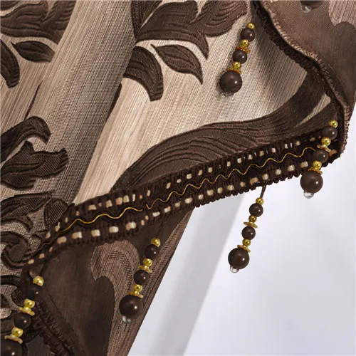 Brown NAPEARL 1 шт. Роскошный вышитый бисером балдахин деревенский декоративный оконный занавес домашний фон водопад шторы для гостиной Готовые - Цвет: Brown