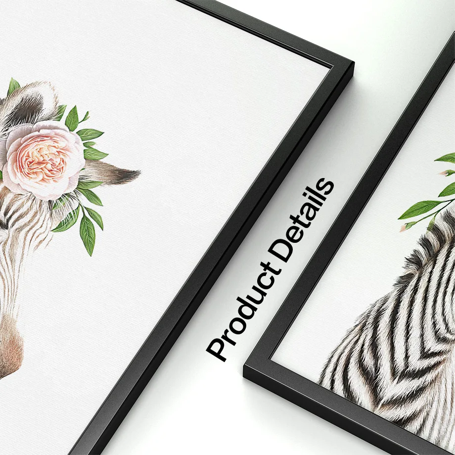 Настенная картина Зебра енот слон крокодил цветы Картина на холсте в