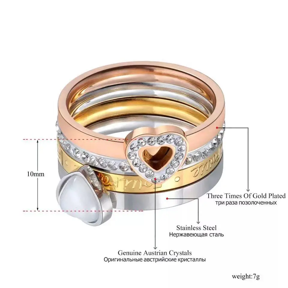 4 in 1 Ring Multi-layer Mujer Anillos Rings Mix Color Stainless Steel Bands Flower For Best friends Splittable Friendship |