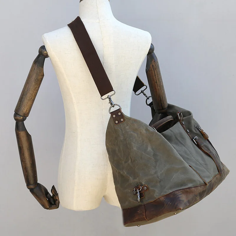 Винтажная Вощеная холщовая мужская сумка для путешествий большая