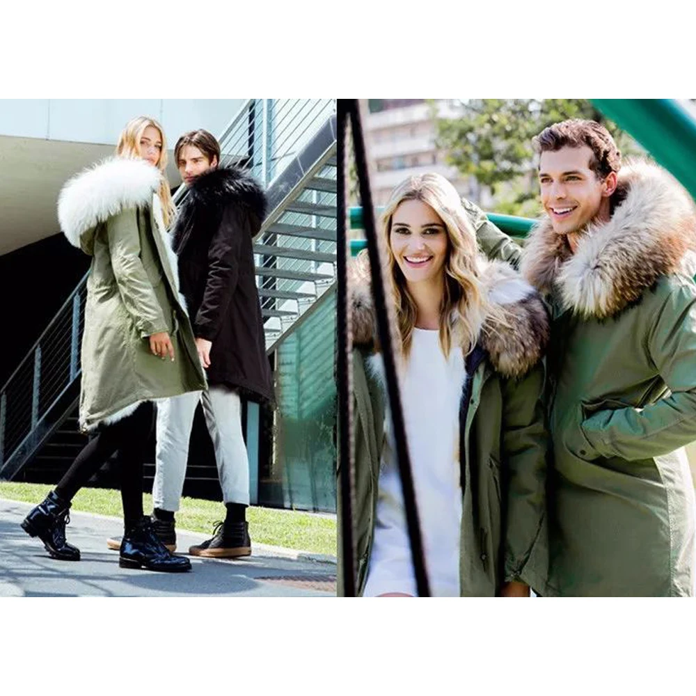 Real Fox Fur Coat Winter Jacket Thick Warm Real Fur Liner Parkas Women X-Long Parka Natural Raccoon Fur Collar Hood 108-110CM