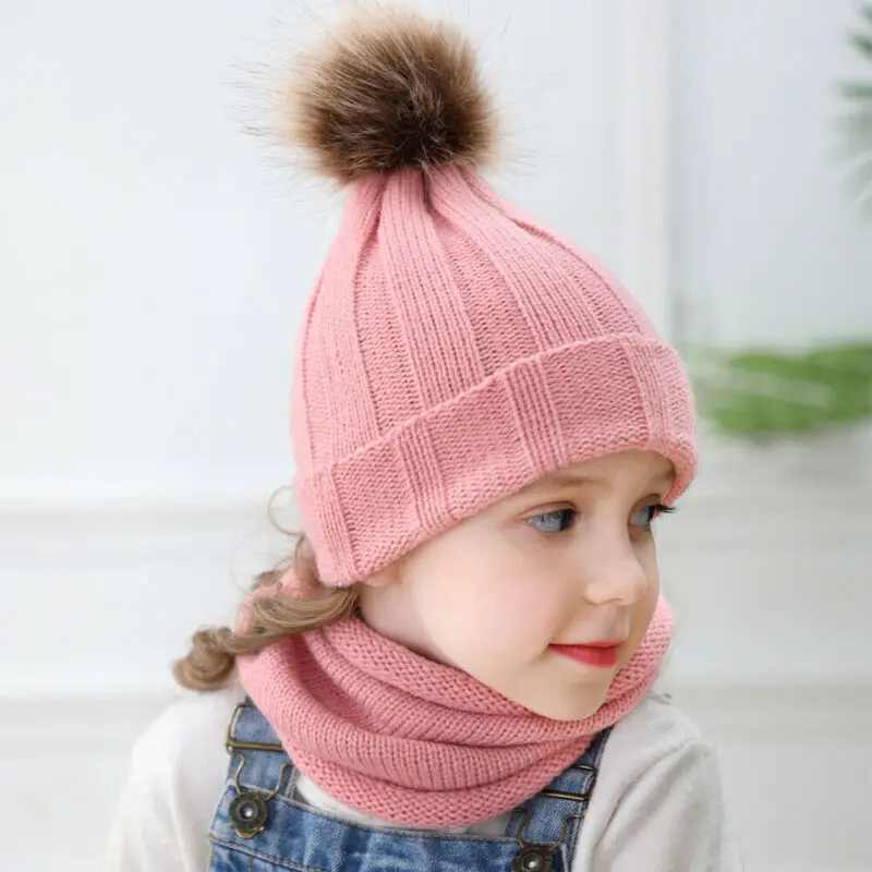 Набор из 2 предметов новинка 2019 зимняя теплая однотонная шапка для малышей