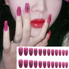 24 шт.коркор. розово-красный цвет корова Зебра Письмо Дизайн короткий абзац искусственные ногти с желеобразной наклейкой DIY маникюр накладные ногти