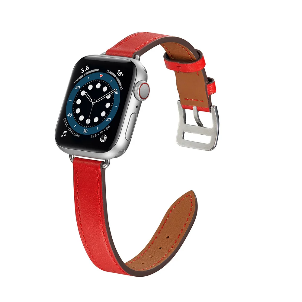 Real Leather Watchband For Apple Watch Series 6 5 4 3 Series SE Watch Strap Smartwatch Bracelet Women Wrist Band 44/40mm 38/42mm