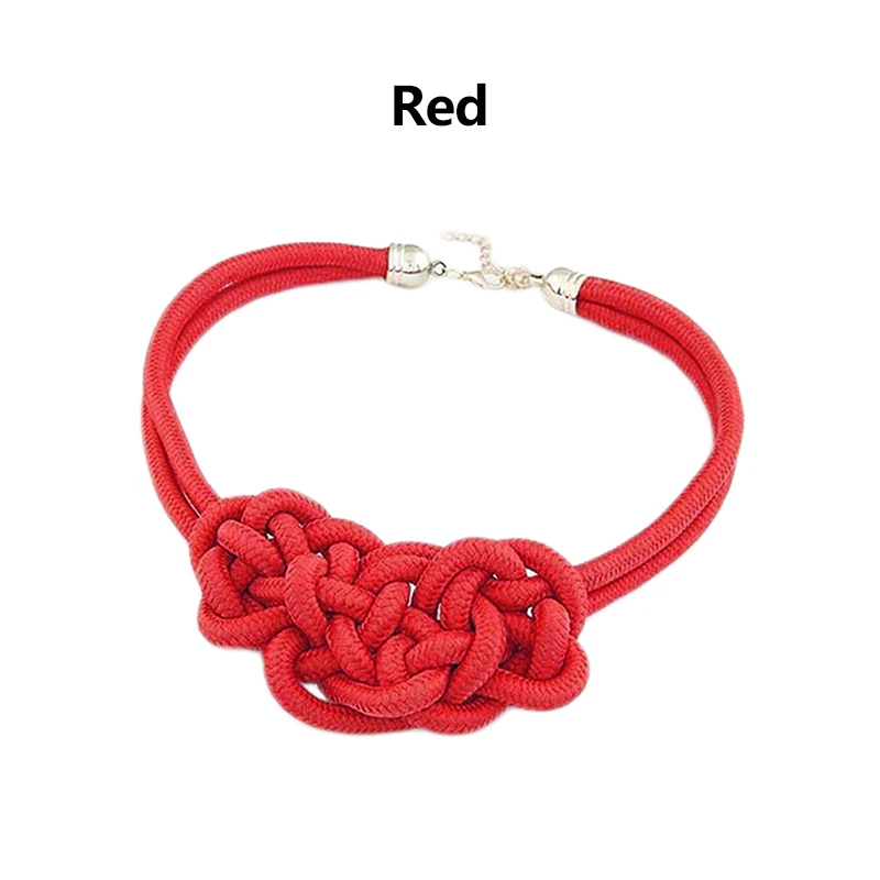 red Новинка ручной работы тканый китайский узел из хлопчатобумажной веревки Флуоресцентный цвет ожерелье ручной вязки многоцветные Подвески китайские узлы - Окраска металла: red