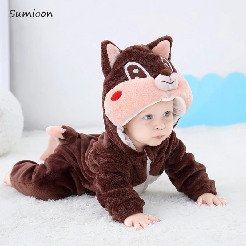 Осень-зима детские комбинезоны для новорожденных с принтом Медведь теплые носки