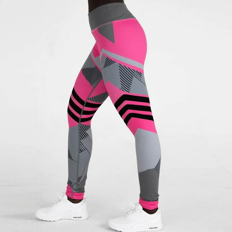 

Explosive Blue Pink Geometric Running Sports Yoga Tights Leggings Fitness Pants