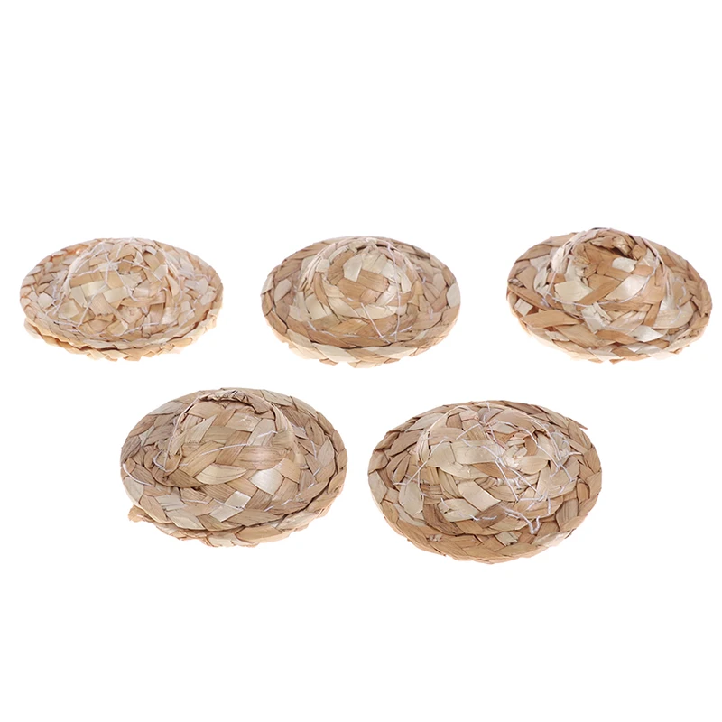 

Hot Sale5 Pcs 1:12 Dollhouse Miniature Straw Hat Mini Doll Hat Doll House Ornament Hand Weaved Dollhouse Accessories