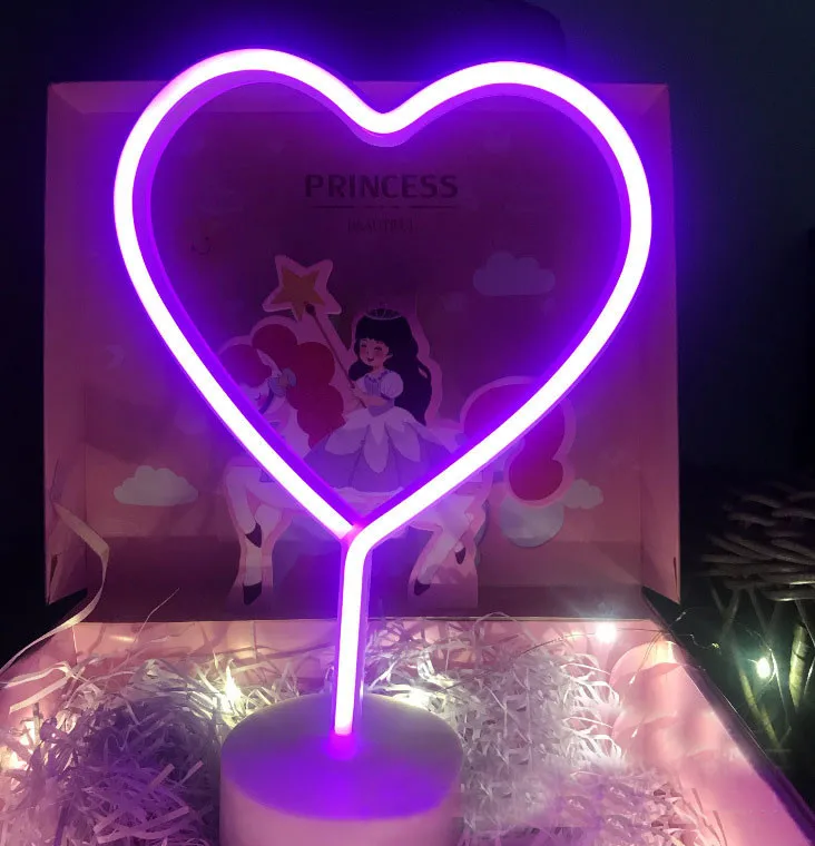 Светодиодный неоновый ночник с кокосовым деревом в форме звезды Луны базовым питанием от батареи