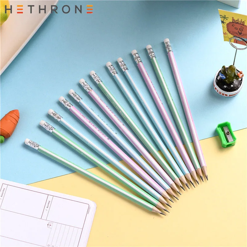 Hethrone 24 шт. животных деревянные карандаши для школы с ластиком рисования ручка