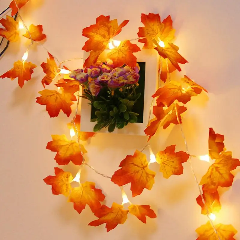 Сказочные огни искусственные осенние кленовые листья проволока медная бутылка