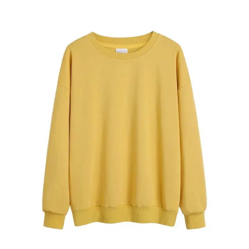 

13 Colors S-2XL Korean Cotton Women Hoodie Sweatshirts Solid O-Neck Long Sleeve Oversize Spring Autumn Ladies Pullovers W613