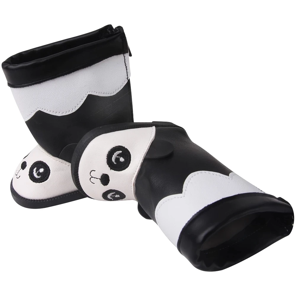 

18 Inch American Doll Girls Shoes PU Black White Panda Boots Born Baby Toys Accessories Fit 43 Cm Boy Dolls Gift