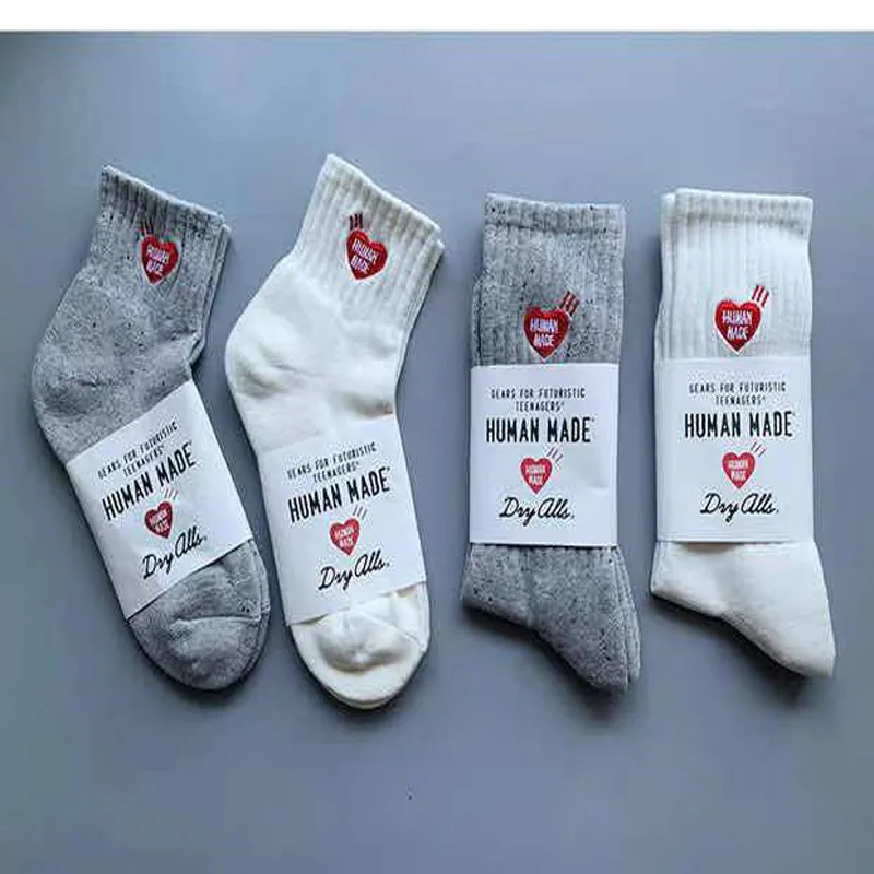 

2021 Human Made Sock Embroidery Red Heart Cotton Socks Men Women Couple High Quality Four Seasons Soportsocks Crewsock Fashion