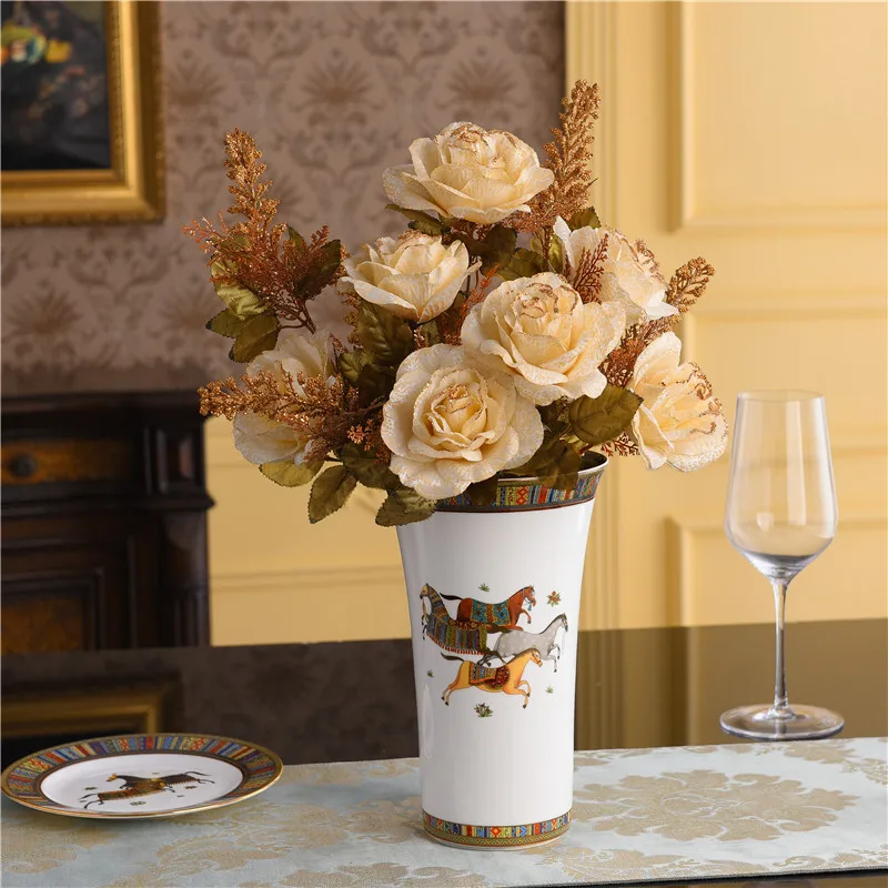 

European bone China vase furnishing living room decoration porcelain flowers arranged wedding gifts China decoration