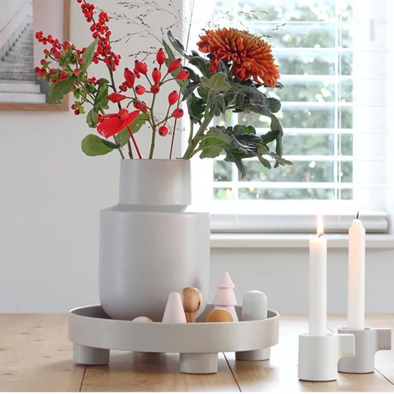 Cutelife Ins Nordic Plastic Round Storage Tray Tableware White Ring Decorative Jewelry Desktop Wedding Kitchen Serving | Дом и сад