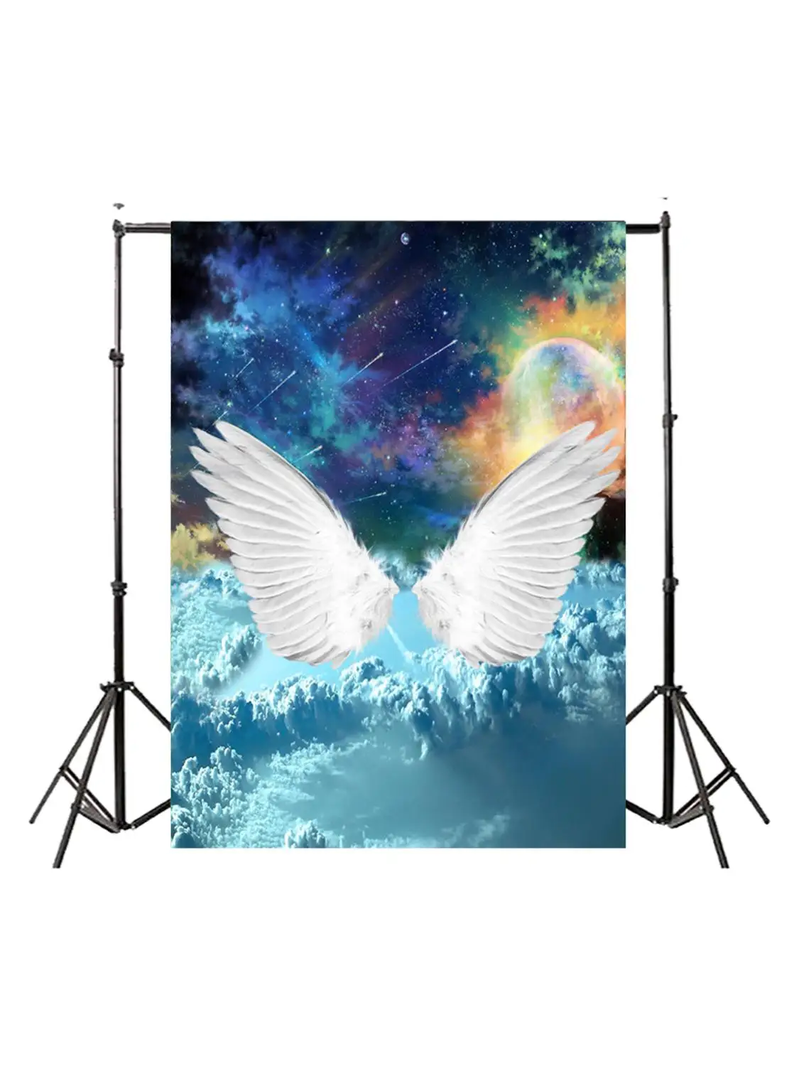 Beebuzz Фотофон с белыми перьями крыльями для фотосъемки Звездная ночь Крылья