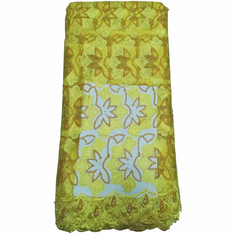 Hot Sale African Lace Fabric For Wedding France Tulle Embroidered lace High Quality With bead 5yards/lot | Дом и сад