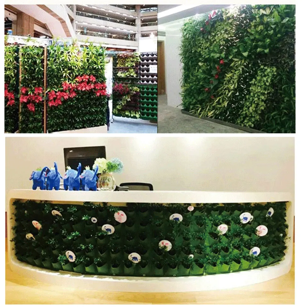 Настенный посадки сумки 4/12/18/36/64 карманы зеленый ящик для комнатных растений