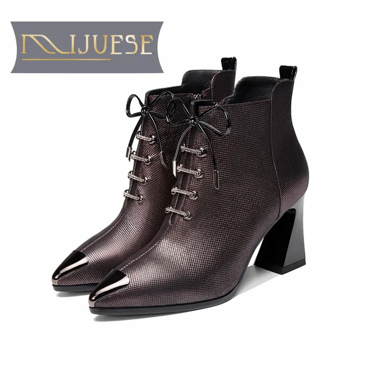 Женские ботильоны из овечьей кожи с острым носком размеры 34 42|Женские