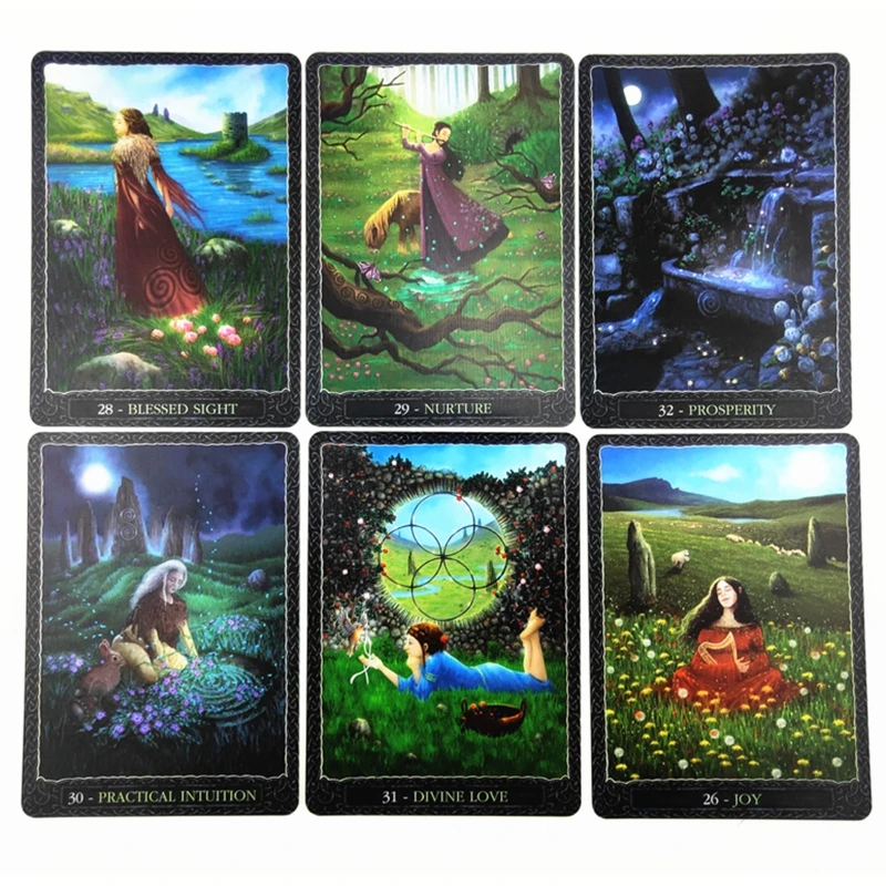 

OOTDTY Earth Wisdom Oracle Cards Full English 32 Cards Deck Tarot Mysterious Divination Family Party Board Game