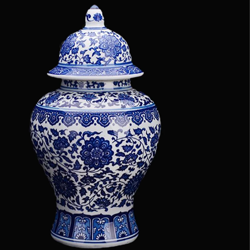 C 37x22cm 1 х Цзиндэчжэнь классический синий и белый фарфор Дракон храма керамика имбирь кувшин, ваза Китай Ming стиль высота 1"(38 см - Цвет: C 37x22cm